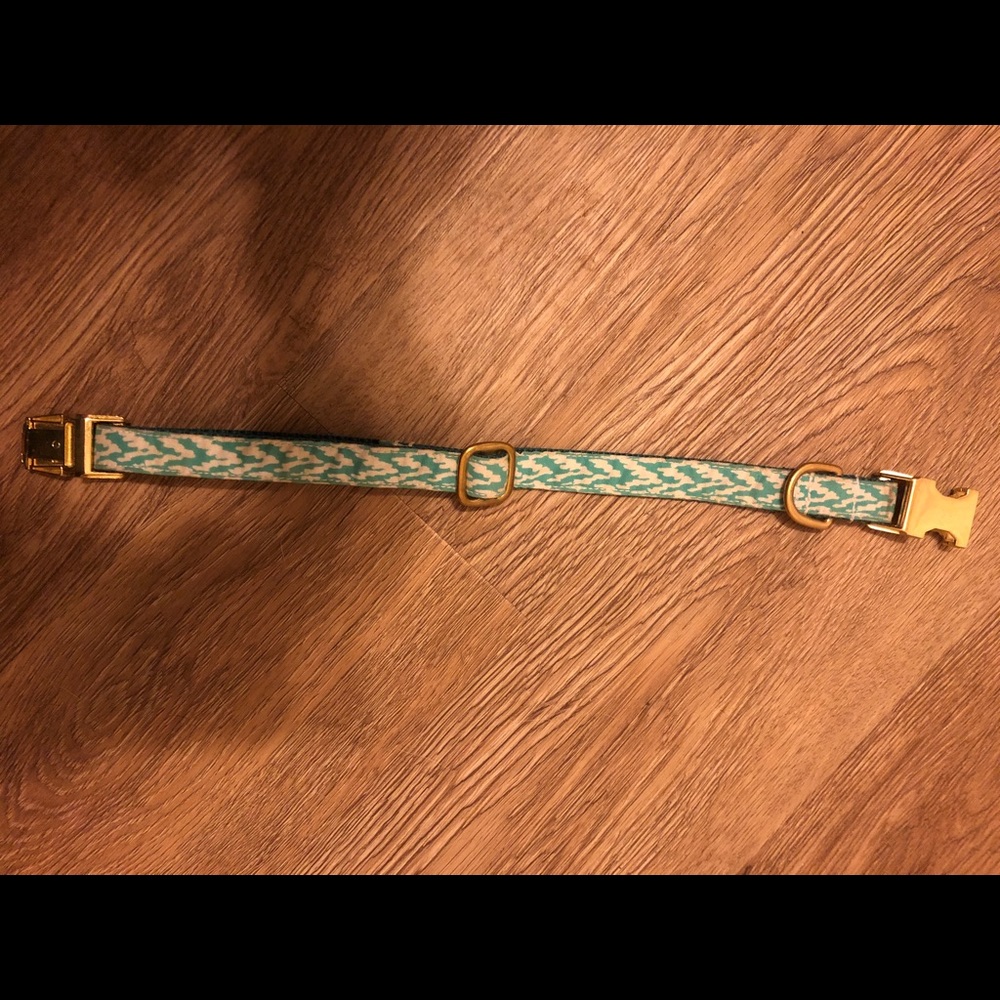 Teal herringbone dog collar